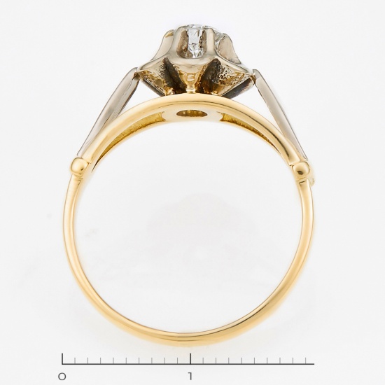 Кольцо из комбинированного золота 750 пробы c 1 бриллиантом, Л12074590 за 48000
