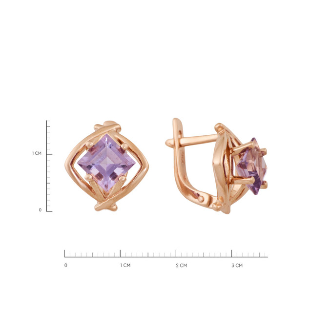 Серьги из золота 585 пробы с аметистами, Л 4107 9338 за 39400
