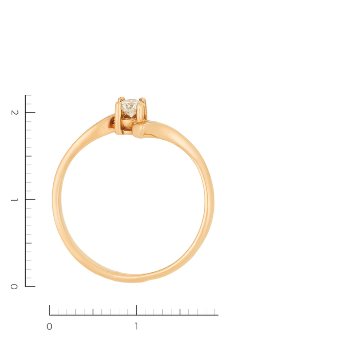 Кольцо из красного золота 585 пробы c 1 бриллиантом