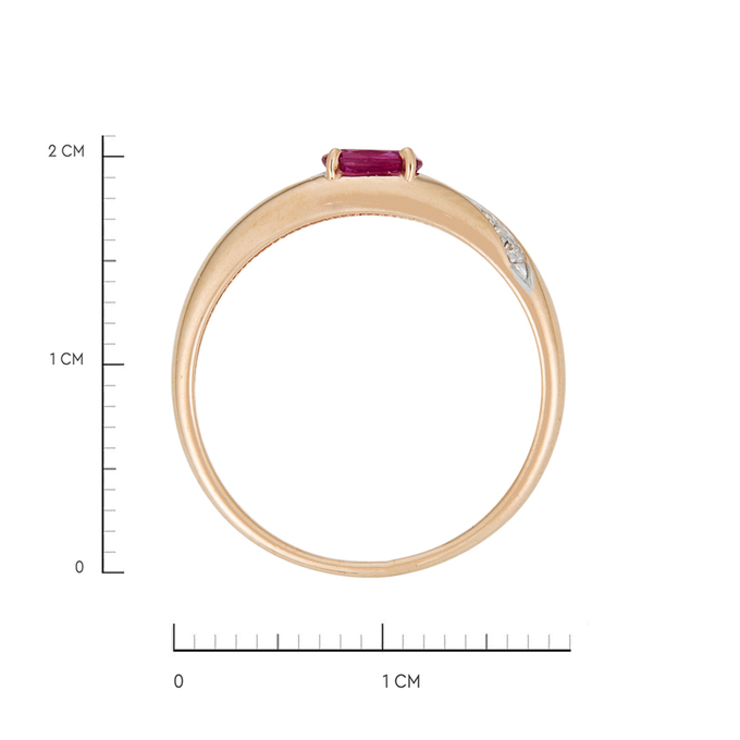 Кольцо из золота 585 пробы c 12 бриллиантами и 1 рубином, Л 4107 0260 за 15920