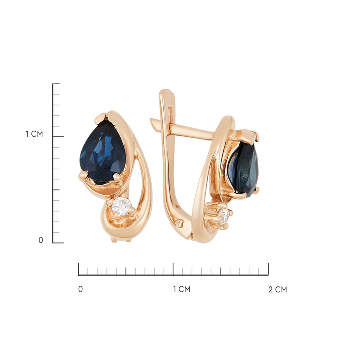 Серьги из золота 585 пробы c сапфирами и бриллиантами, К 0000 3662 за 93400