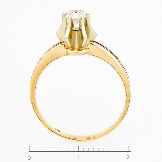 Кольцо из комбинированного золота 585 пробы c 1 бриллиантом, Л43052118 за 55475