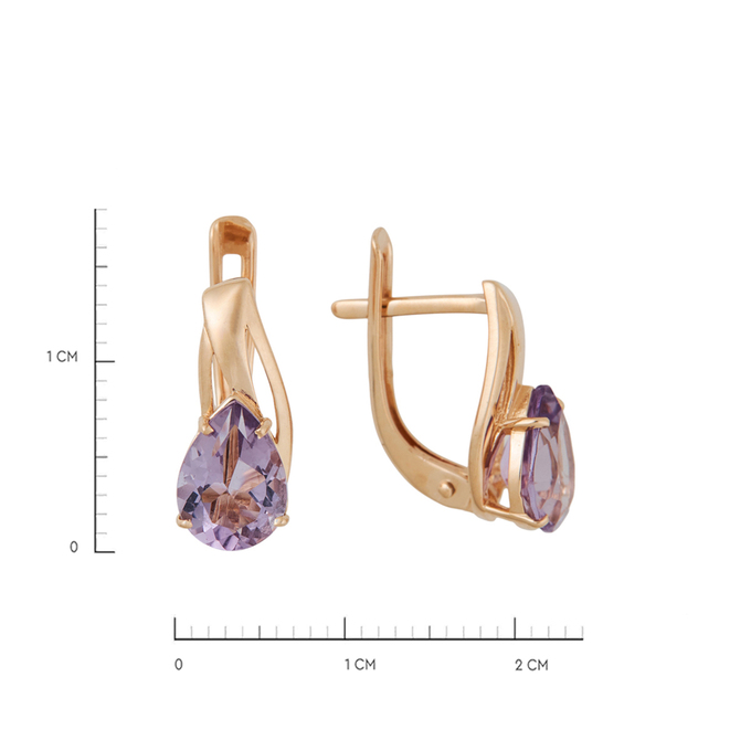 Серьги из золота 585 пробы c аметистами, Л 5207 6793 за 19520