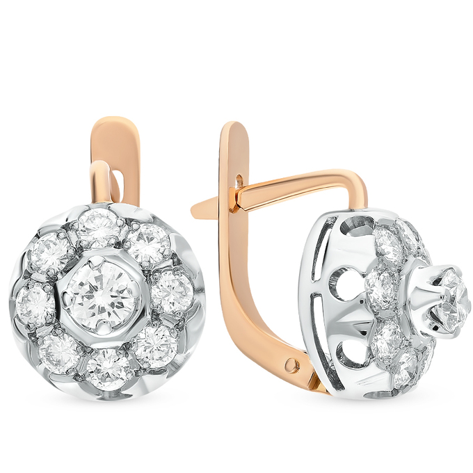 Серьги из золота 585 пробы c 18 бриллиантами