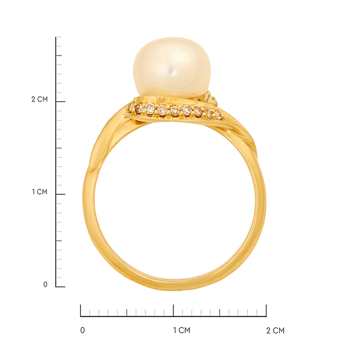 Кольцо из золота 750 пробы c бриллиантами и культивированным жемчугом, Л 0515 2400 за 69440