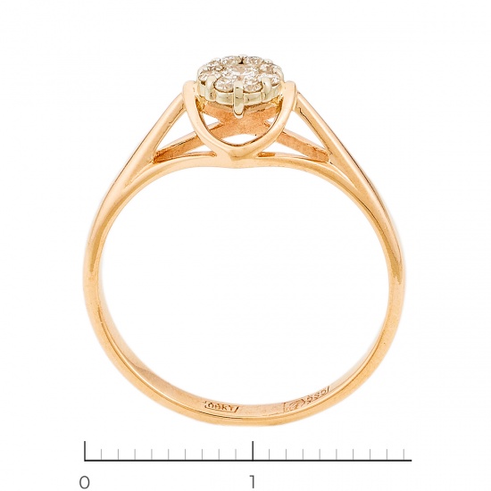 Кольцо из комбинированного золота 585 пробы c 9 бриллиантами, Л71016518 за 13950