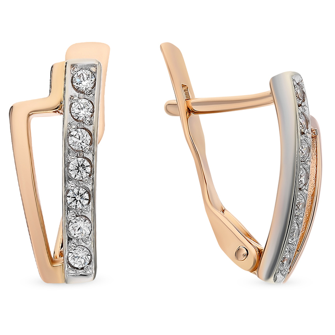 Серьги из золота 585 пробы c фианитами