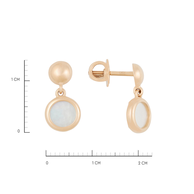 Серьги из золота 585 пробы c перламутром, Л 3506 7969 за 15200