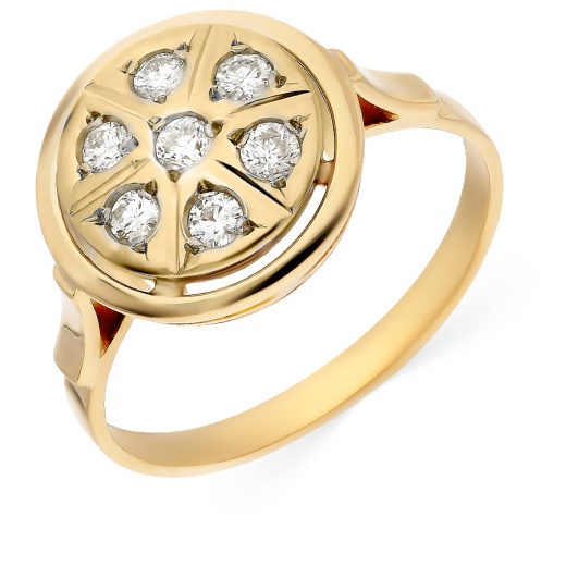 Кольцо из желтого золота 750 пробы c 7 бриллиантами