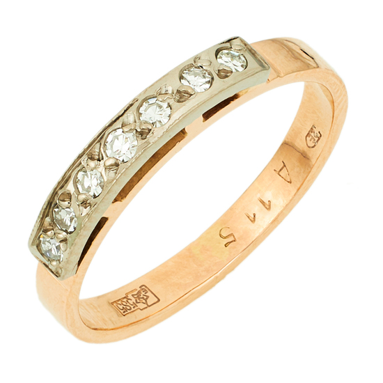 Кольцо из комбинированного золота 585 пробы c 7 бриллиантами, Л12079276 за 17950