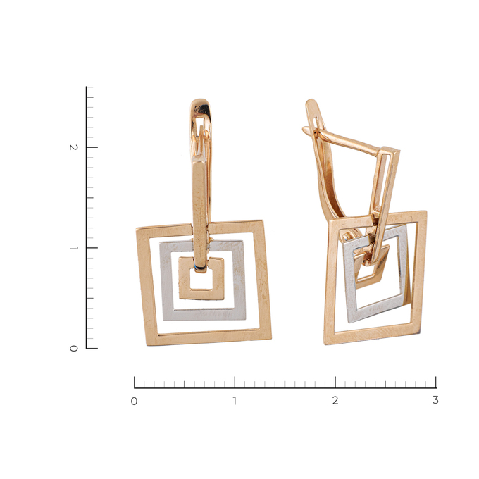 Серьги из комбинированного золота 585 пробы