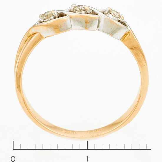 Кольцо из комбинированного золота 585 пробы c 3 бриллиантами, Л46080566 за 10740