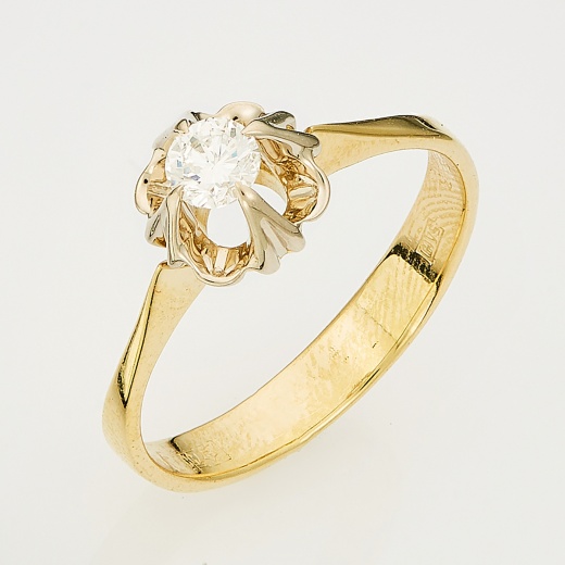 Кольцо из комбинированного золота 750 пробы c 1 бриллиантом Л33076404 фото 1