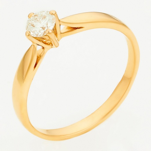 Кольцо из красного золота 585 пробы c 1 бриллиантом Л36058824 фото 1