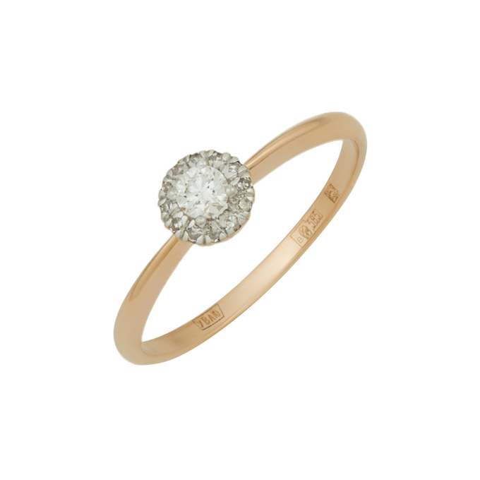 Кольцо из золота 585 пробы c бриллиантами