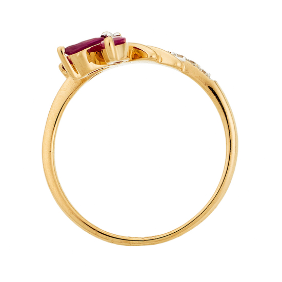 Кольцо из красного золота 585 пробы c 6 бриллиантами и 3 рубинами, Л08082579 за 15300