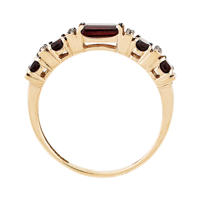 Кольцо из комбинированного золота 585 пробы c 17 гранатами