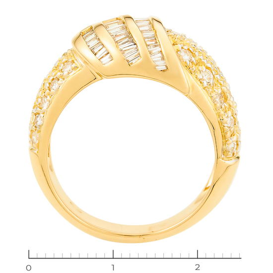 Кольцо из желтого золота 750 пробы c 59 бриллиантами, Л28086876 за 80000