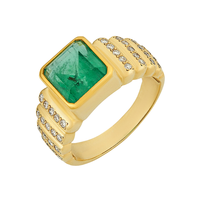 Кольцо из золота 585 пробы c изумрудом и бриллиантами, Л 2811 9472 за 254000