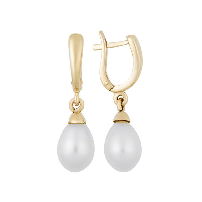 Серьги из золота 585 пробы c культивированным жемчугом