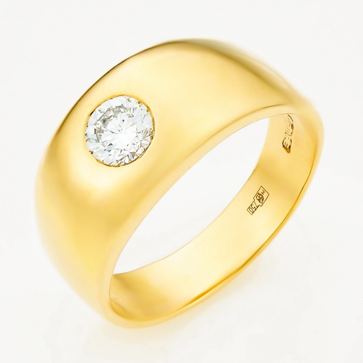 Кольцо из желтого золота 750 пробы c 1 бриллиантом Л09090378 фото 1