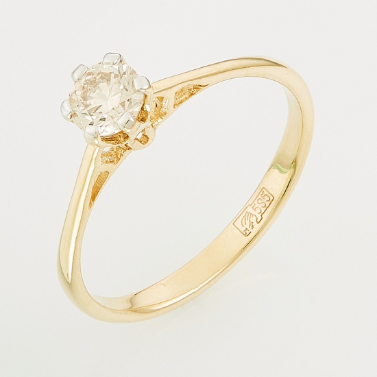 Кольцо из желтого золота 585 пробы c 1 бриллиантом, Л19096127 за 38465