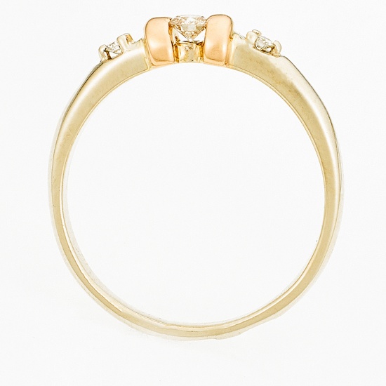 Кольцо из комбинированного золота 585 пробы c 3 бриллиантами, Л33084923 за 17700