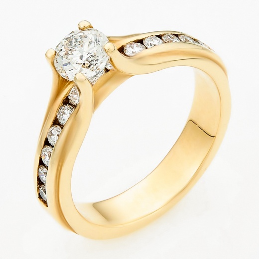 Кольцо из желтого золота 585 пробы c 14 бриллиантами Л33070951 фото 1