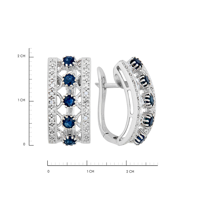 Серьги из золота 585 пробы c сапфирами и бриллиантами, К 0000 4222 за 69500