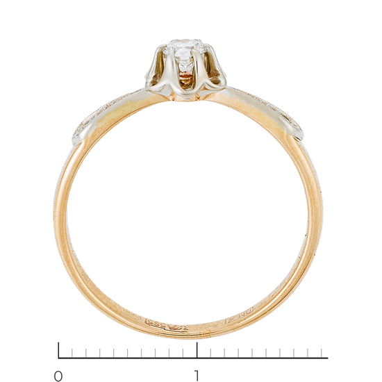 Кольцо из комбинированного золота 585 пробы c 3 бриллиантами, Л30048391 за 20230