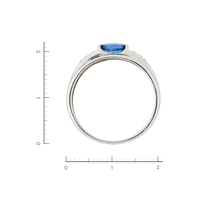 Кольцо из белого золота 585 пробы c 6 бриллиантами и 1 цвет. сапфиром, Л 7000 7638 за 22000