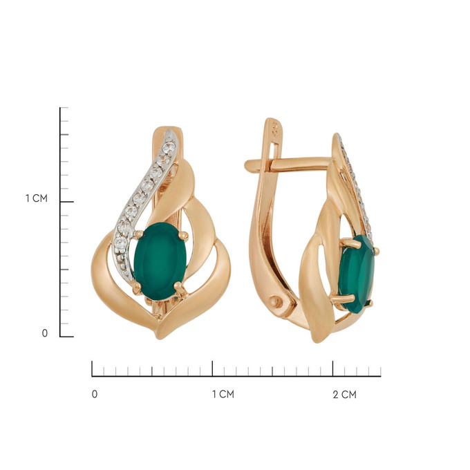 Серьги из золота 585 пробы с агатами и фианитами, Ц О007 5444 за 24600
