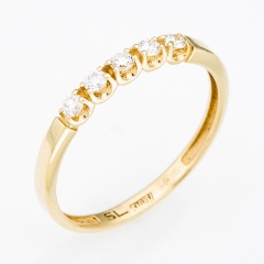 Кольцо из желтого золота 585 пробы c 5 бриллиантами, 140055 за 20 650 ₽