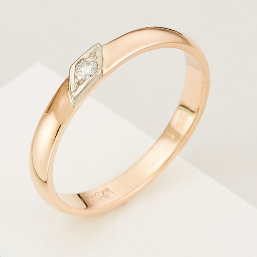Кольцо из комбинированного золота 585 пробы c 1 бриллиантом Л62006503 фото 1