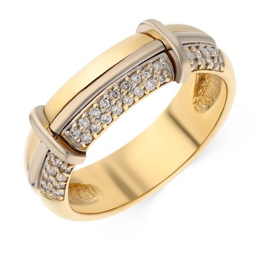 Кольцо из комбинированного золота 585 пробы c 33 бриллиантами 048865 фото 1