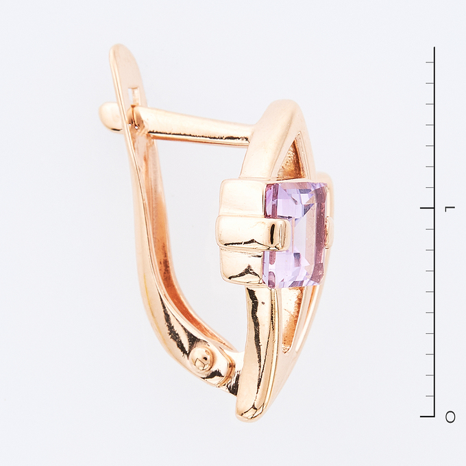 Серьги из золота 585 пробы c 2 аметистами