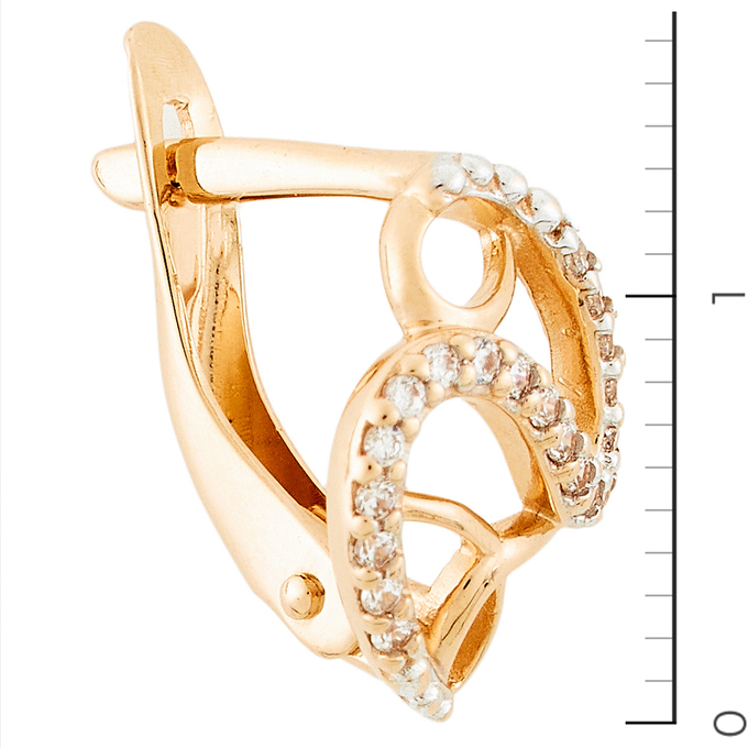 Серьги из красного золота 585 пробы c фианитами