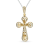 Крестик из желтого золота 750 пробы c 12 бриллиантами
