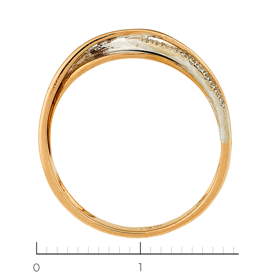 Кольцо из комбинированного золота 585 пробы c 22 бриллиантами, Л45070844 за 9450