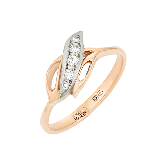 Кольцо из золота 585 пробы c бриллиантами