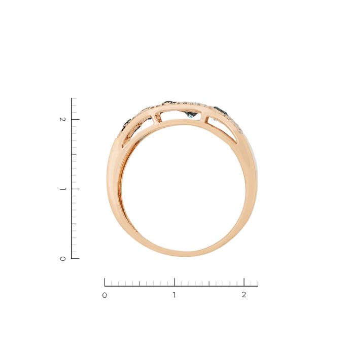 Кольцо из красного золота 585 пробы c 4 сапфирами и 63 бриллиантами и 5 топазами, Л 2413 9664 за 37200