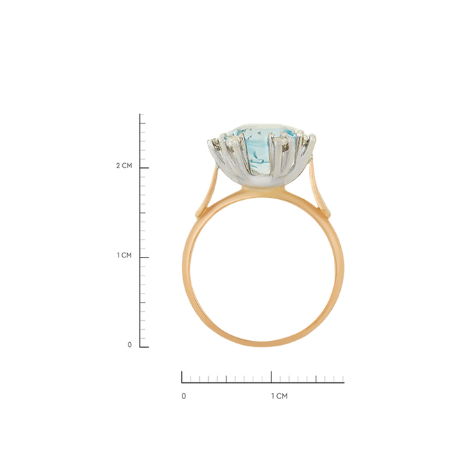 Кольцо из золота 585 пробы c топазом и бриллиантами