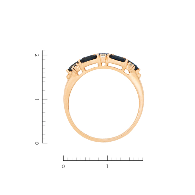 Кольцо из золота 585 пробы c 8 бриллиантами и 7 сапфирами, Л 0808 4009 за 16740