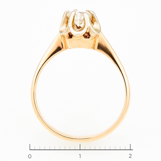 Кольцо из комбинированного золота 585 пробы c 1 бриллиантом, Л45046483 за 75560