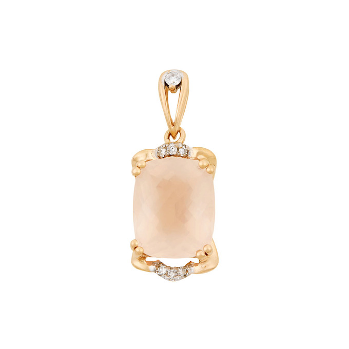 Подвеска из золота 585 пробы c розовым кварцем и бриллиантами, Л 2913 3551 за 27100