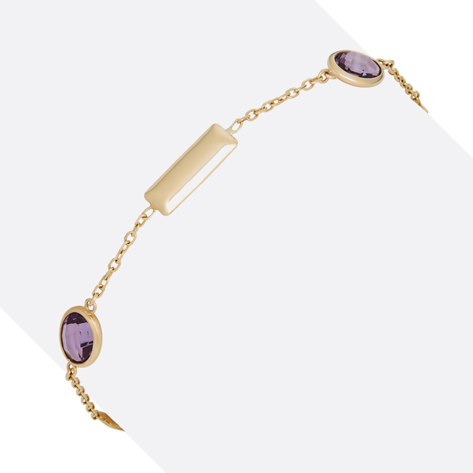 Браслет из золота 585 пробы c аметистами