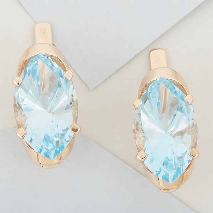 Серьги из золота 585 пробы c 2 топазами