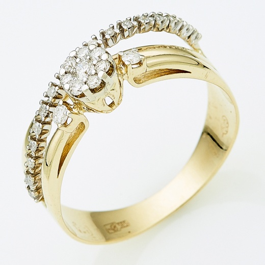 Кольцо из комбинированного золота 585 пробы c 27 бриллиантами Л24128164 фото 1