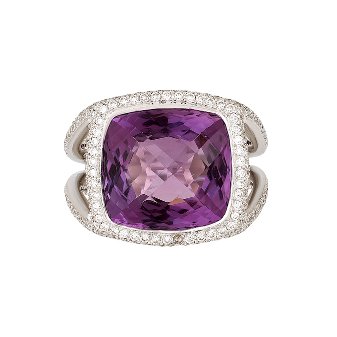 Кольцо из золота 750 пробы c аметистом и бриллиантами, Л 2812 1841 за 164000