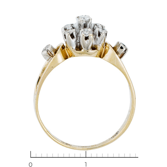 Кольцо из комбинированного золота 500 пробы c 9 бриллиантами, Л22083735 за 16200